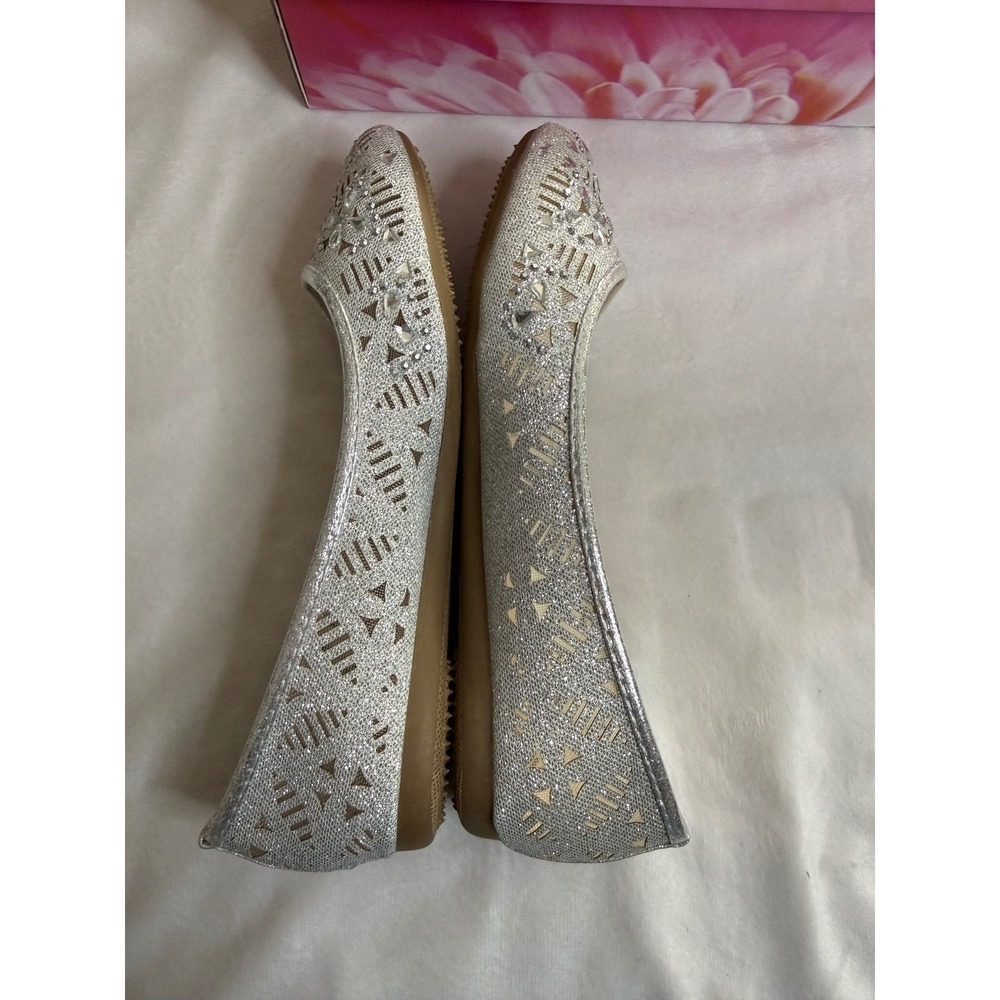 Bolaro by Summer Rio Womens Silver Rhinestone Laser Cut Ballet Flats SF5307 6 - Picture 5 of 9